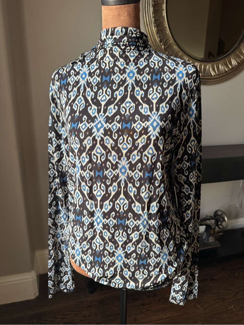 Ulla Johnson Aurelia Floral Mock Neck Print Long-Sleeve Stretch Jersey NWT XL